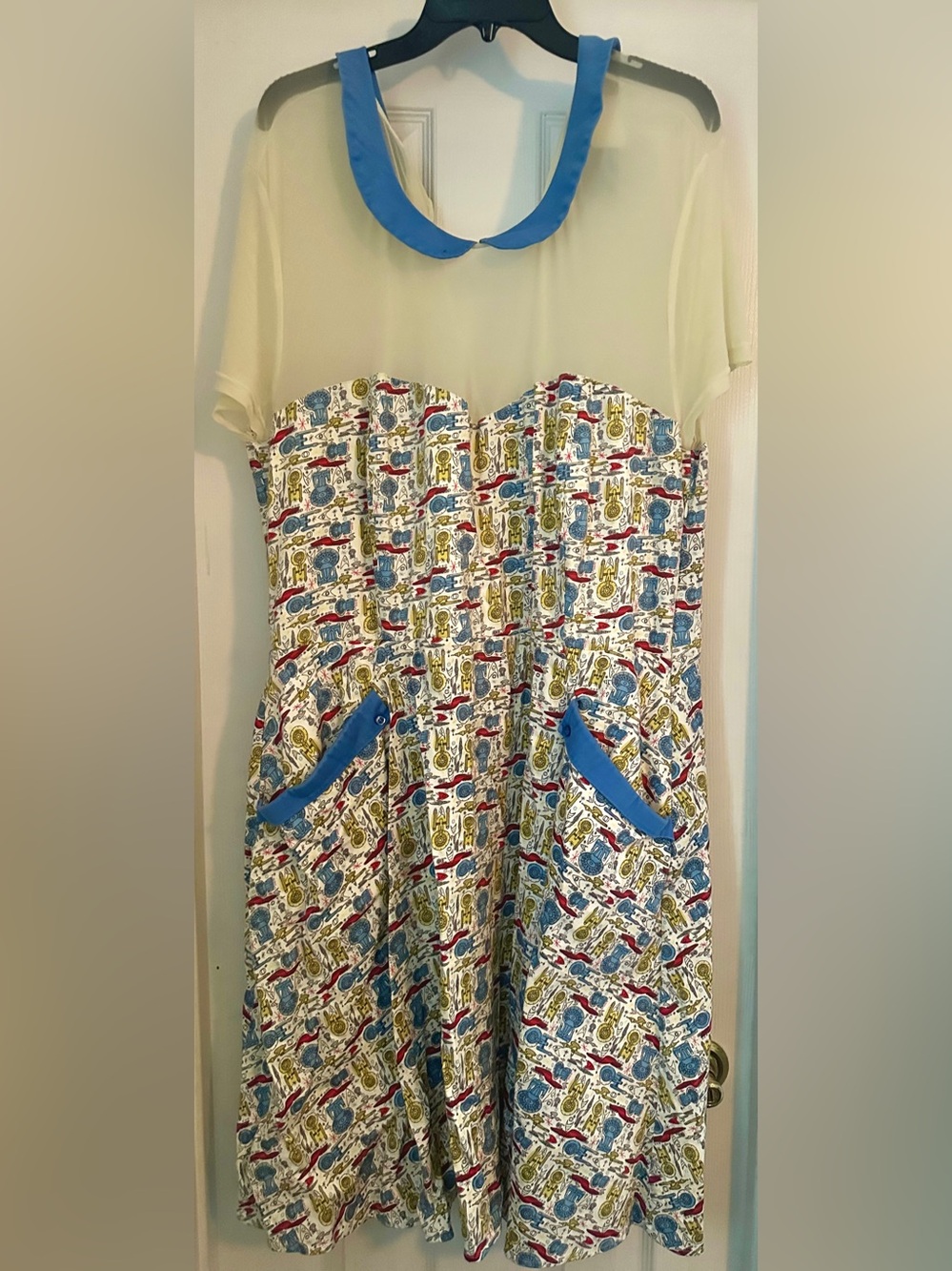 Star Trek Ships Her Universe Blue & White Patterned One-Piece Mae Dress H2F Rare